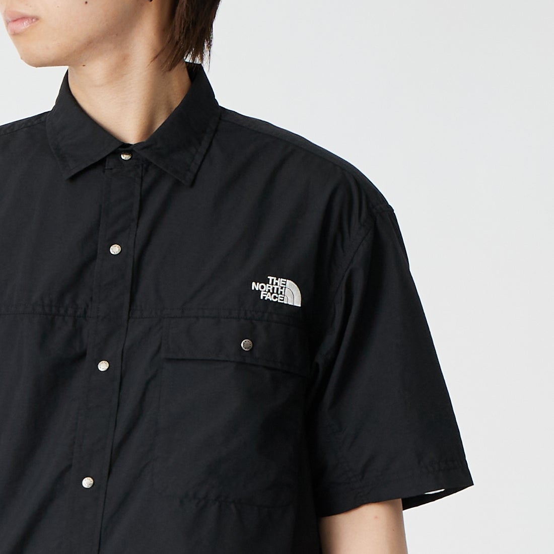 THE NORTH FACE [ザ ノースフェイス] ショートスリーブヌプシシャツ [NR22650] K &&モデル身長：177cm 着用サイズ：M&&