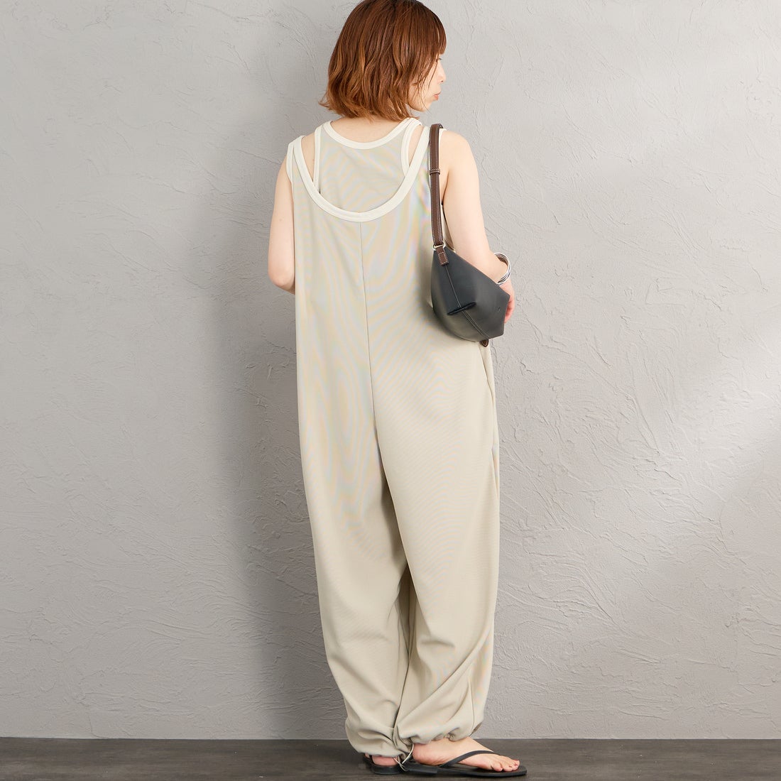 Maison de L'allure [メゾン ドゥ ラリュール] マルチWAYバイカラーロンパース [M26312019] 38 S.GR/CR &&モデル身長：158cm 着用サイズ：F&&