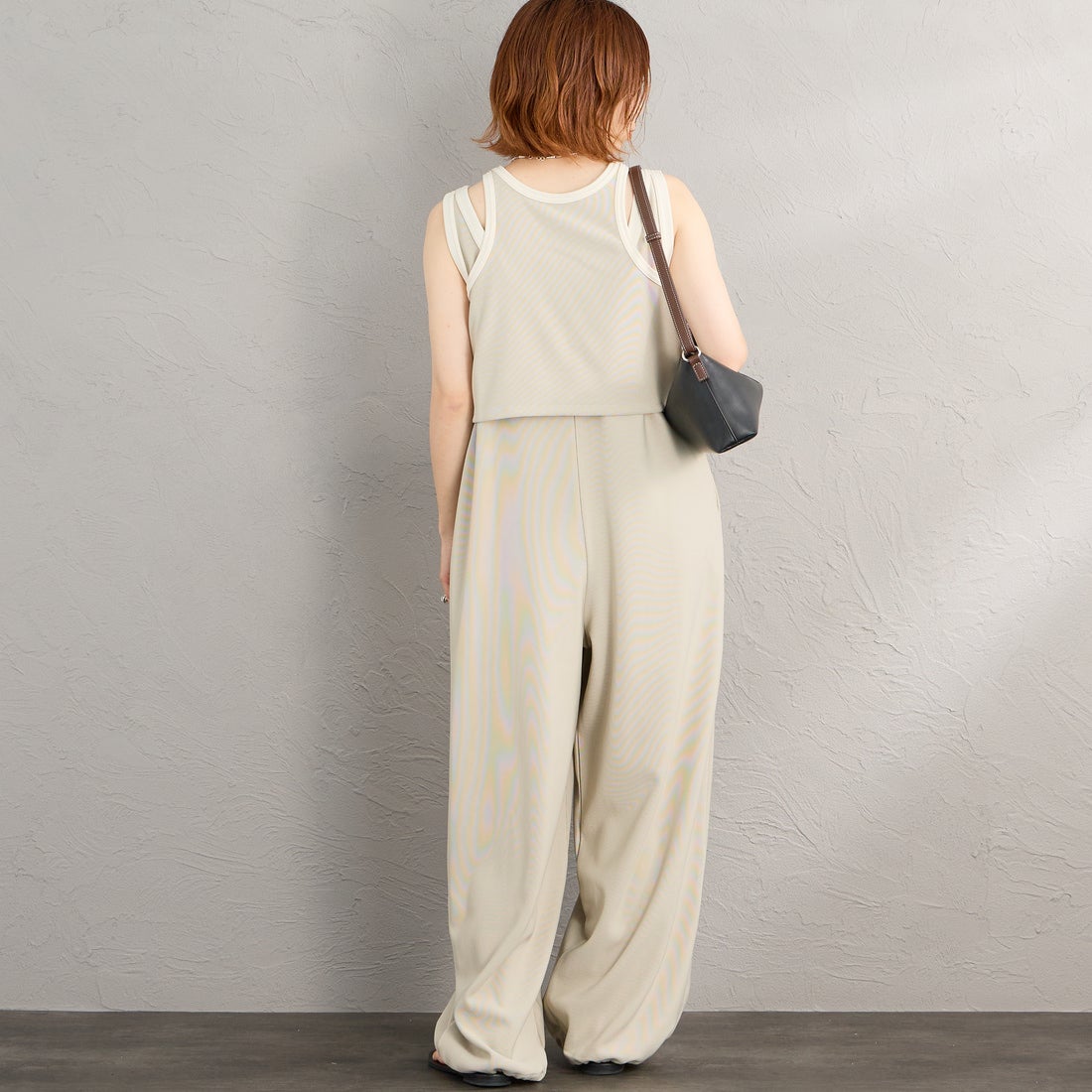 Maison de L'allure [メゾン ドゥ ラリュール] マルチWAYバイカラーロンパース [M26312019] 38 S.GR/CR &&モデル身長：158cm 着用サイズ：F&&