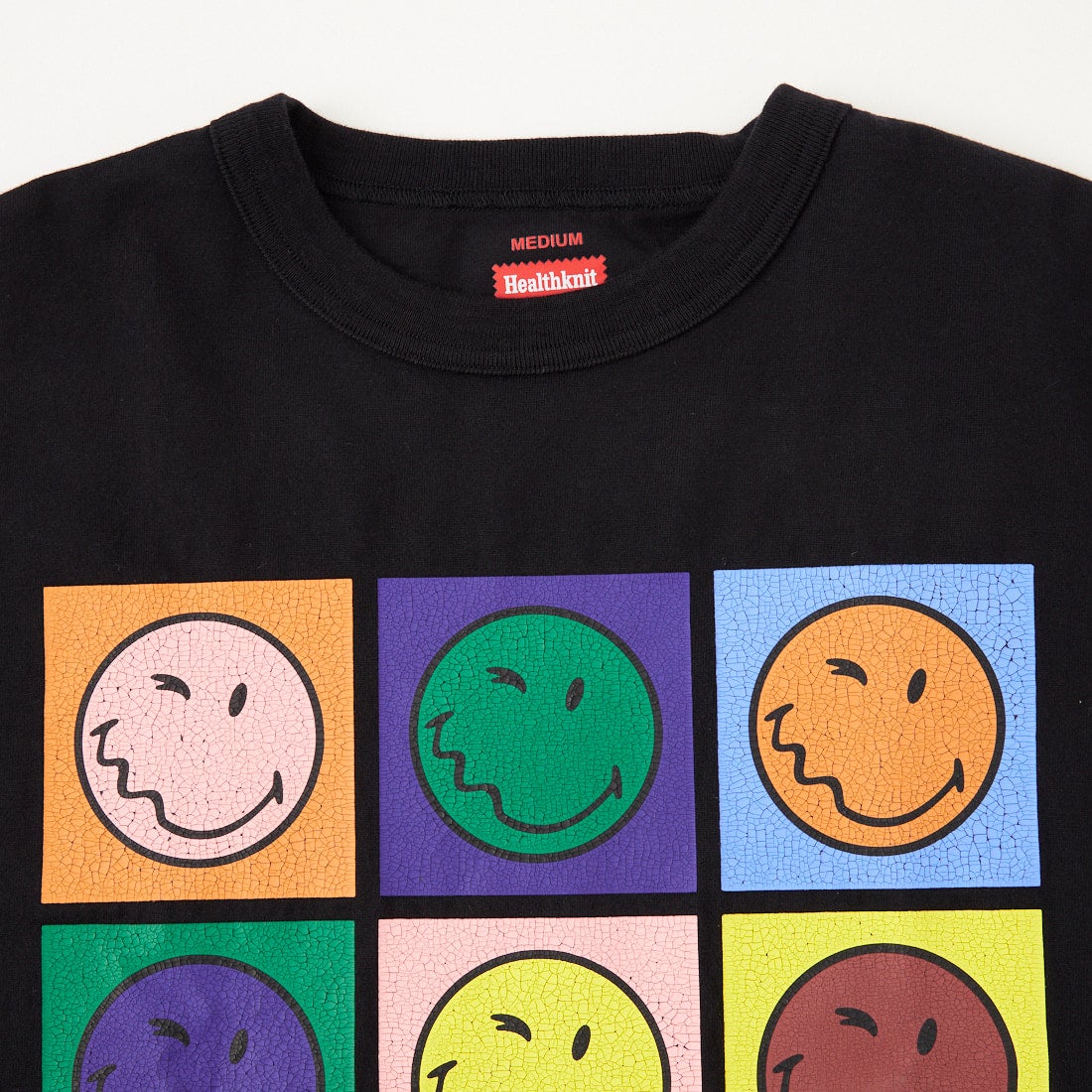 Health knit [ヘルスニット] ショートスリーブ スマイリープリントTシャツ [HR26S-M209] 09 BLACK