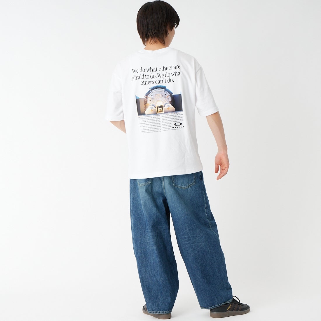 OAKLEY [オークリー] エンハンスQdc ショートスリーブTシャツ BP5.0 [FOA408791] 100 WHITE &&モデル身長：177cm 着用サイズ：S&&