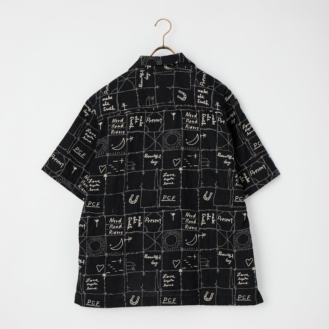 ChahChah [チャーチャー] 手書き風ジャガードシャツ [CC-26SS-SH02] BLACK