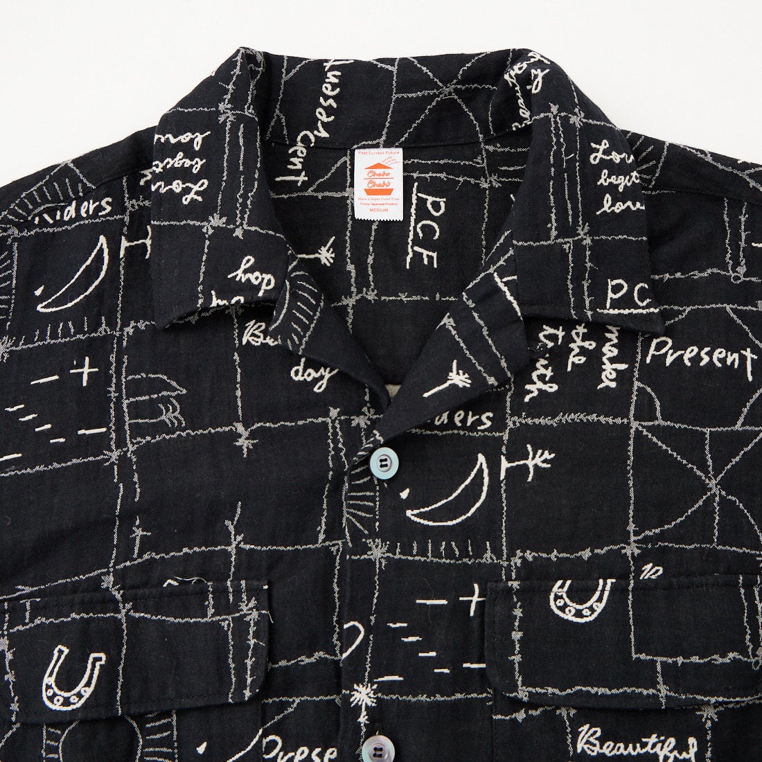 ChahChah [チャーチャー] 手書き風ジャガードシャツ [CC-26SS-SH02] BLACK