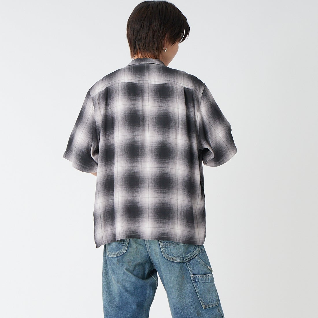 DAN RIVER [ダンリバー] 別注 レーヨンボックスショートスリーブシャツ [DR26S002-JF] OMBRE CHK &&モデル身長：177cm 着用サイズ：M&&