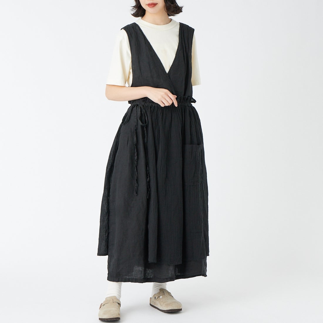 tumugu: [ツムグ] マルチWAYジャンスカ [TB26132] 99 BLACK &&モデル身長：162cm 着用サイズ：F&&