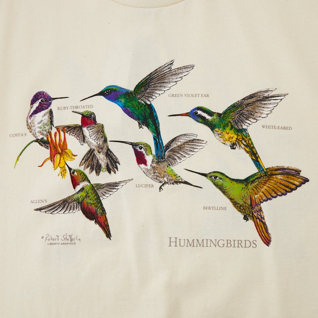 LIBERTY GRAPHICS [リバティーグラフィックス] ハミングバードプリントTシャツ [HUMMINGBIRDS] NATURAL