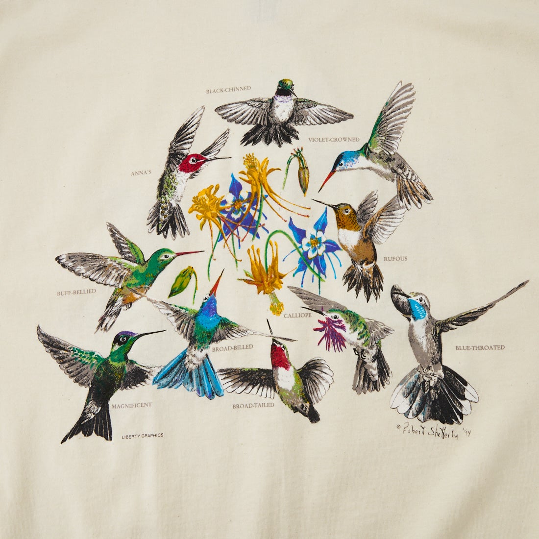 LIBERTY GRAPHICS [リバティーグラフィックス] ハミングバードプリントTシャツ [HUMMINGBIRDS] NATURAL