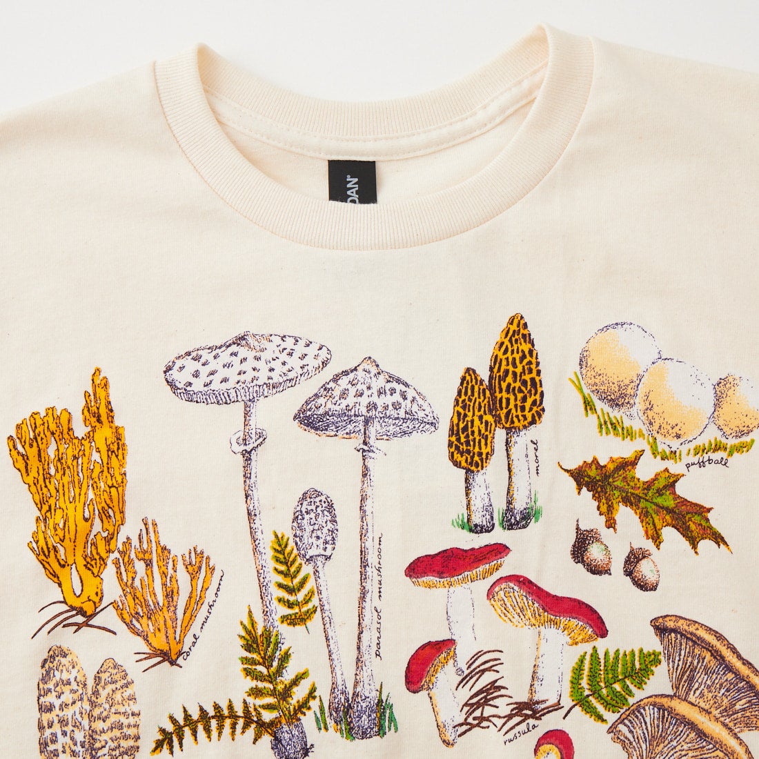 LIBERTY GRAPHICS [リバティーグラフィックス] マッシュルームプリントTシャツ [MUSHROOMS] NATURAL