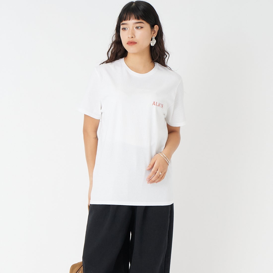 JERZEES [ジャージーズ] チェシャ猫 ショートスリーブTシャツ [JZ26S007] WHITE &&モデル身長：162cm 着用サイズ：M&&