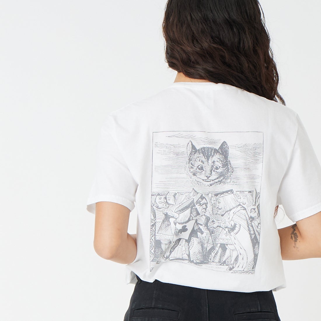 JERZEES [ジャージーズ] チェシャ猫 ショートスリーブTシャツ [JZ26S007] WHITE &&モデル身長：162cm 着用サイズ：M&&