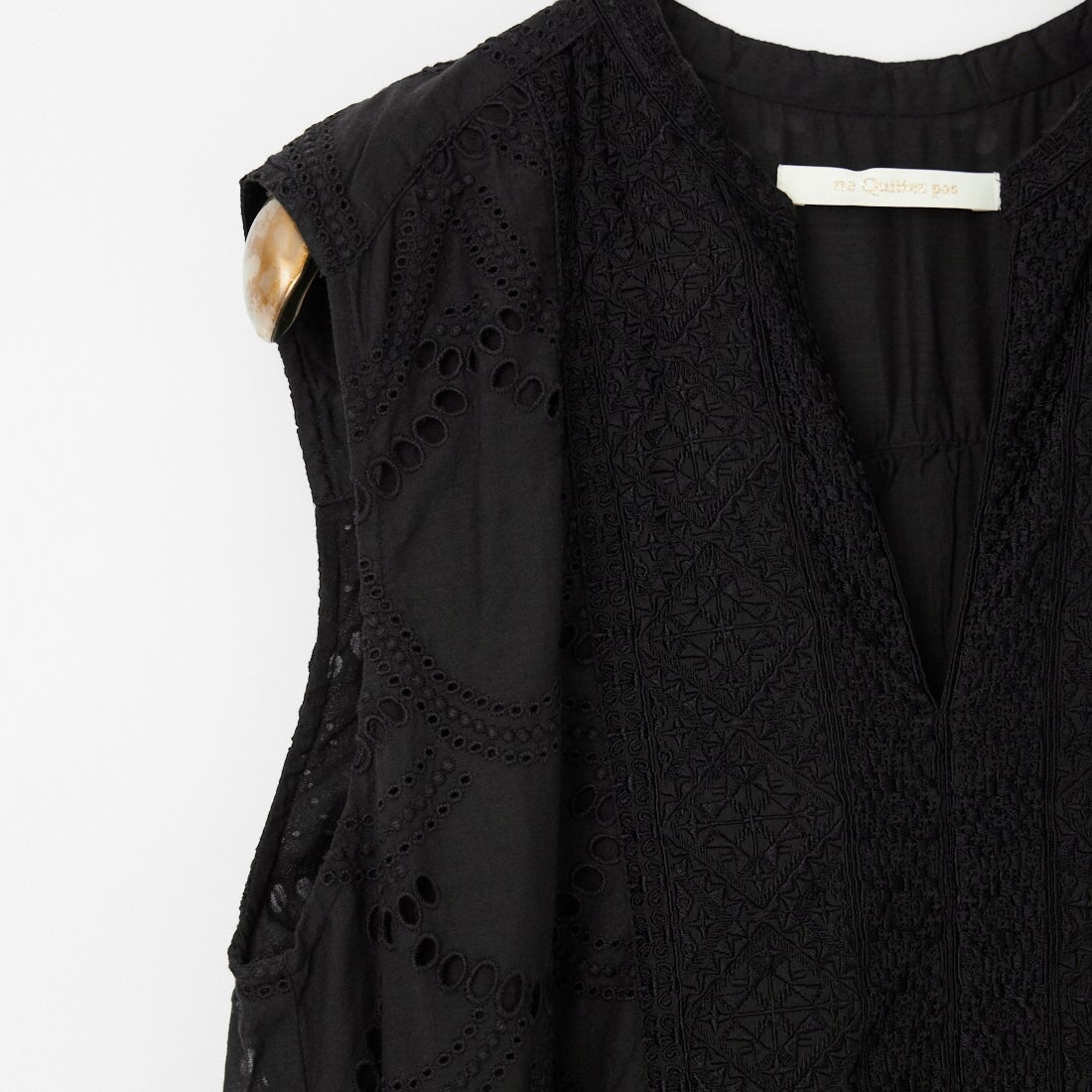 ne Quittez pas [ヌキテパ] コットンボイルドットノースリーブドレス [010500CB2] 09 BLACK