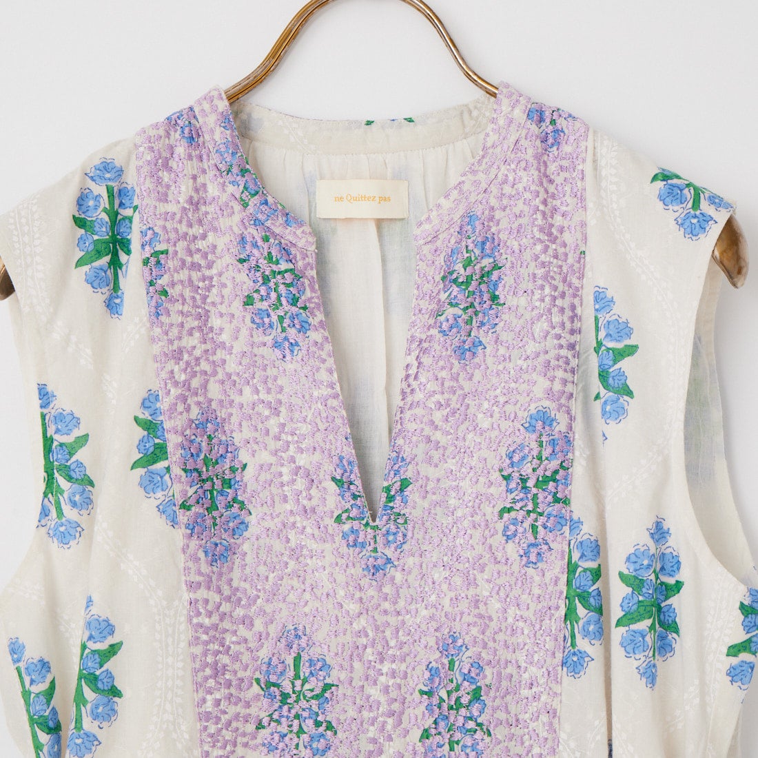 ne Quittez pas [ヌキテパ] コットンジャガードノースリーブドレス [010561WA3] 01 WHITE