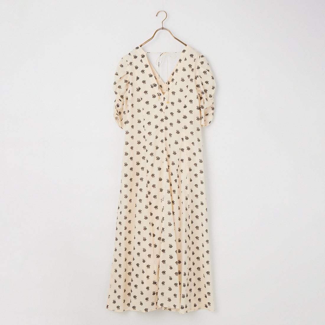 ne Quittez pas [ヌキテパ] コットンドビーストライプ ギャザースリーブドレス [010461WZ1] 51 ECRU