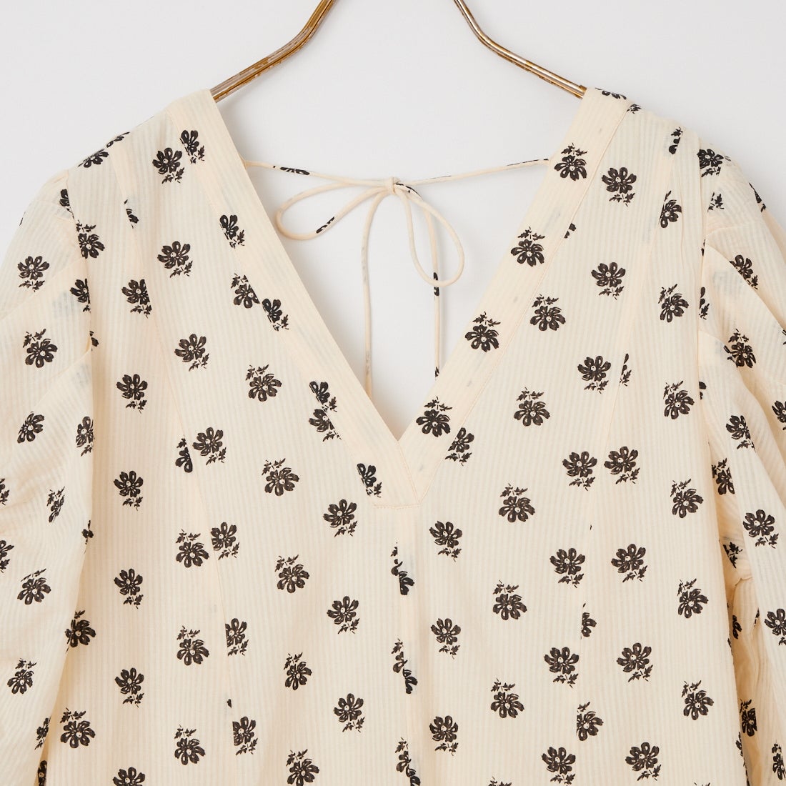 ne Quittez pas [ヌキテパ] コットンドビーストライプ ギャザースリーブドレス [010461WZ1] 51 ECRU