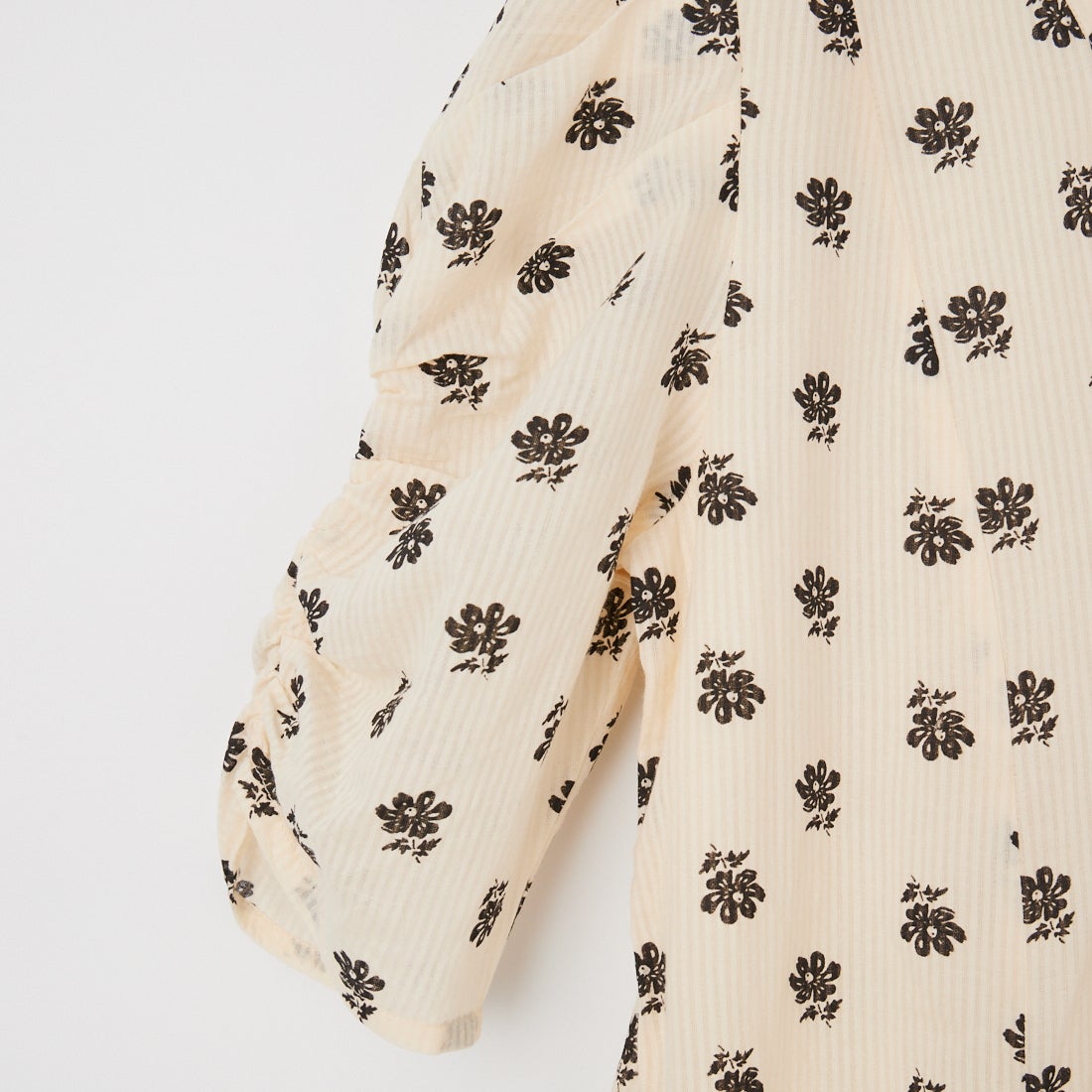 ne Quittez pas [ヌキテパ] コットンドビーストライプ ギャザースリーブドレス [010461WZ1] 51 ECRU