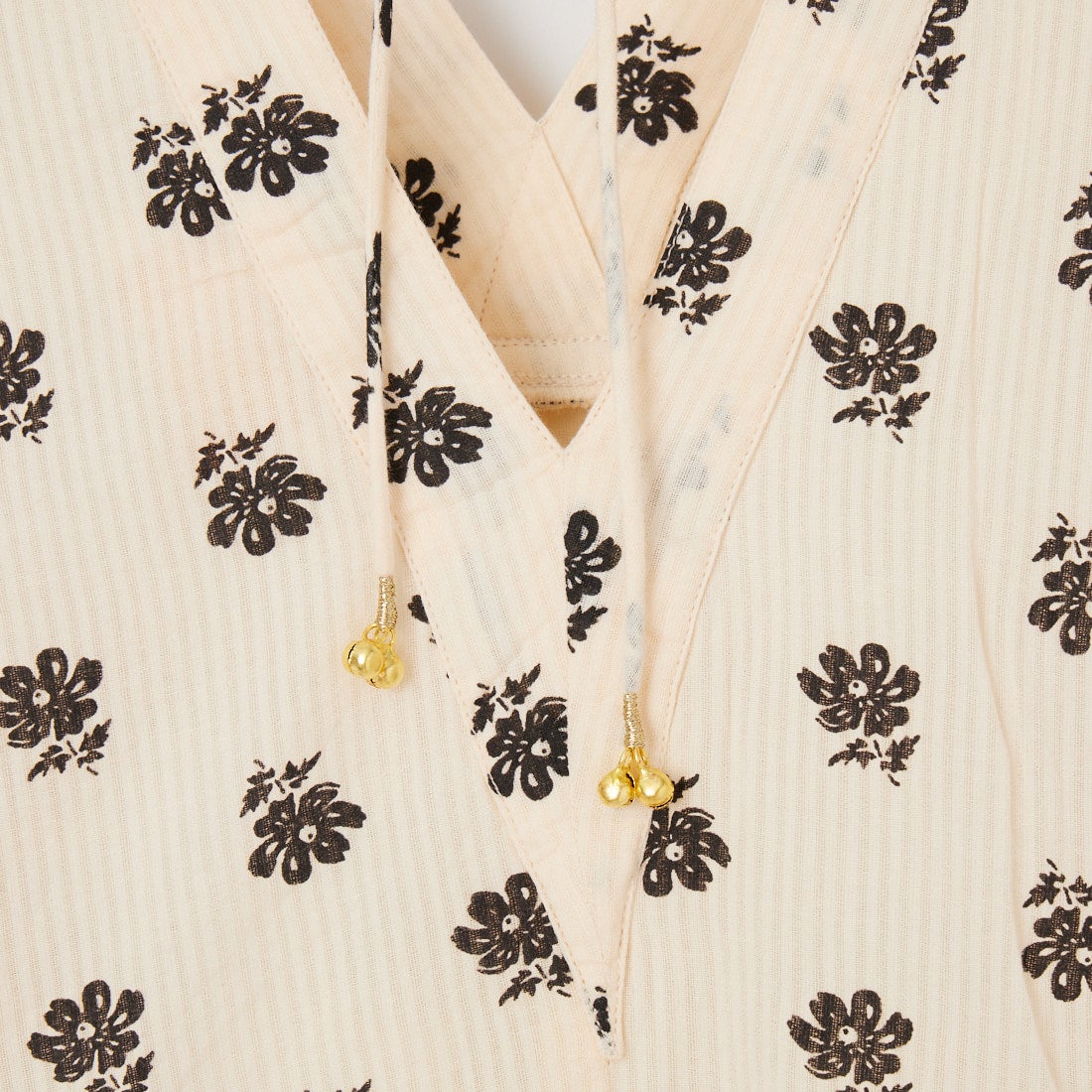 ne Quittez pas [ヌキテパ] コットンドビーストライプ ギャザースリーブドレス [010461WZ1] 51 ECRU