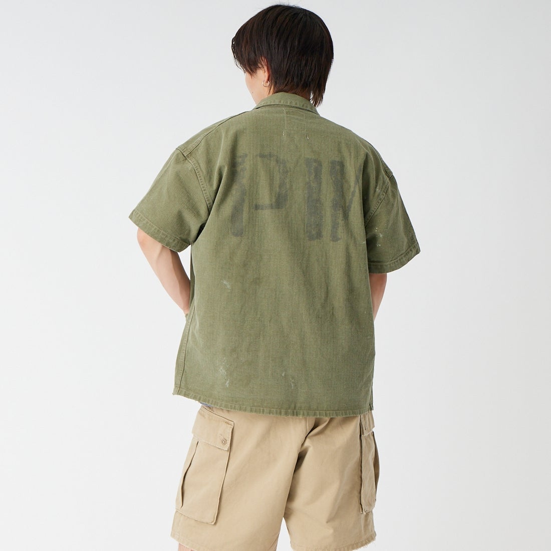 BOW WOW [バウワウ] PW P-41ヘリンボーンツイルジャケット [BW261-PP4HS] OD &&モデル身長：177cm 着用サイズ：L&&