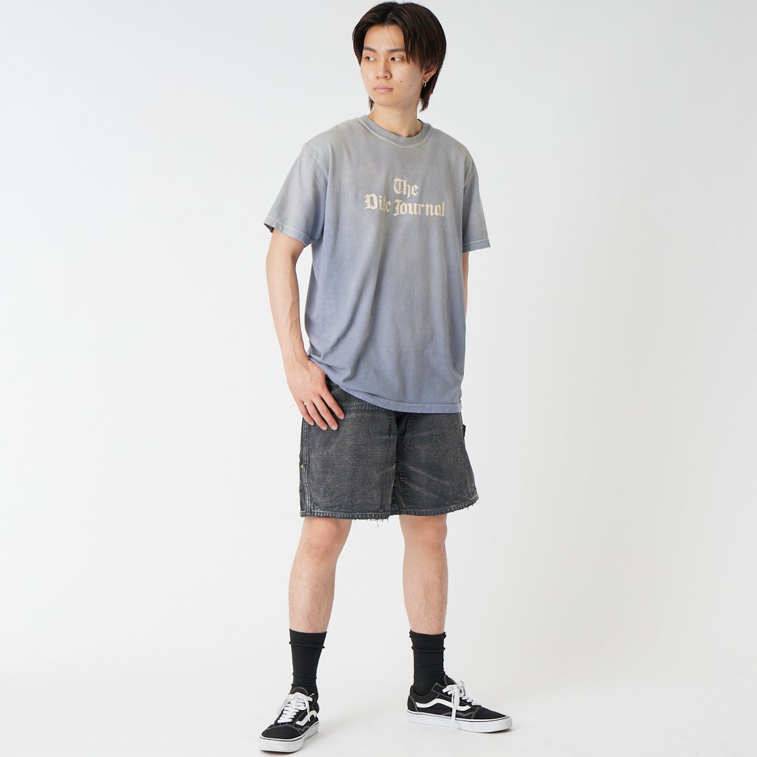 BOW WOW [バウワウ] エイジドダブルニーダックショーツ [BW261-DKDS] BLACK &&モデル身長：177cm 着用サイズ：M&&
