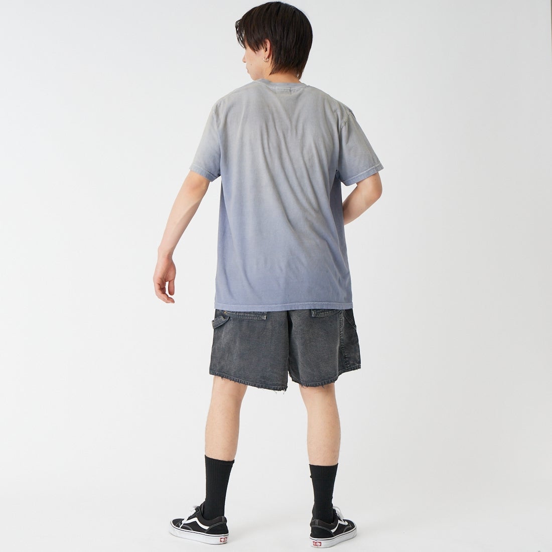 BOW WOW [バウワウ] エイジドダブルニーダックショーツ [BW261-DKDS] BLACK &&モデル身長：177cm 着用サイズ：M&&