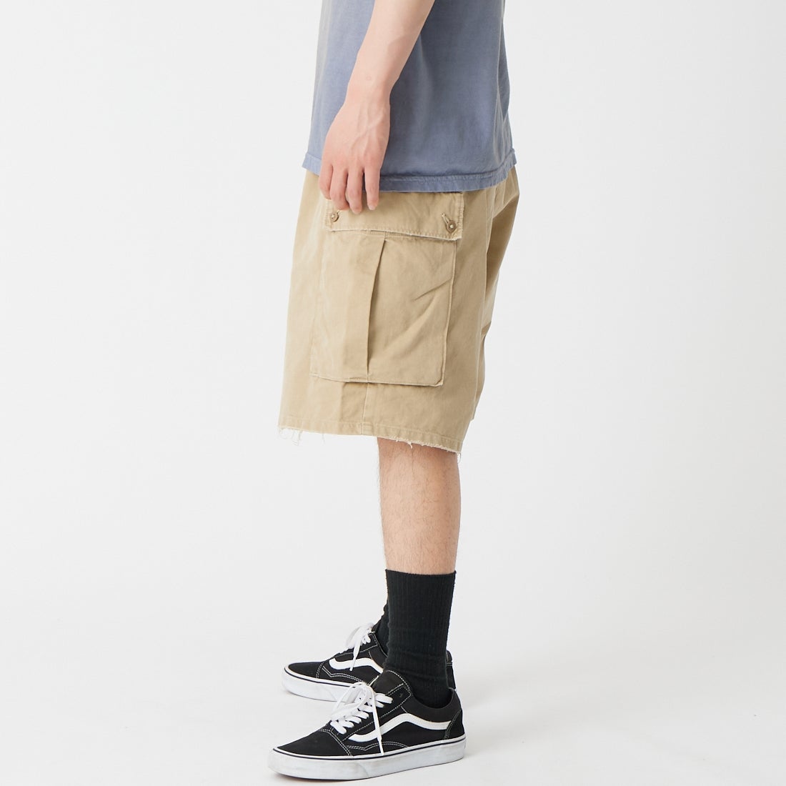 BOW WOW [バウワウ] US ARMY エイジドマウンテントルーパーショーツ [BW261-AMTS] KHAKI &&モデル身長：177cm 着用サイズ：M&&