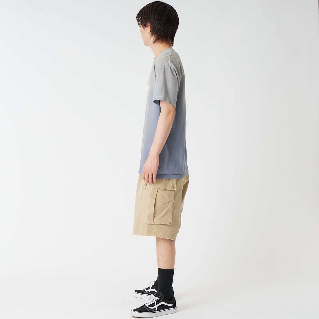 BOW WOW [バウワウ] US ARMY エイジドマウンテントルーパーショーツ [BW261-AMTS] KHAKI &&モデル身長：177cm 着用サイズ：M&&