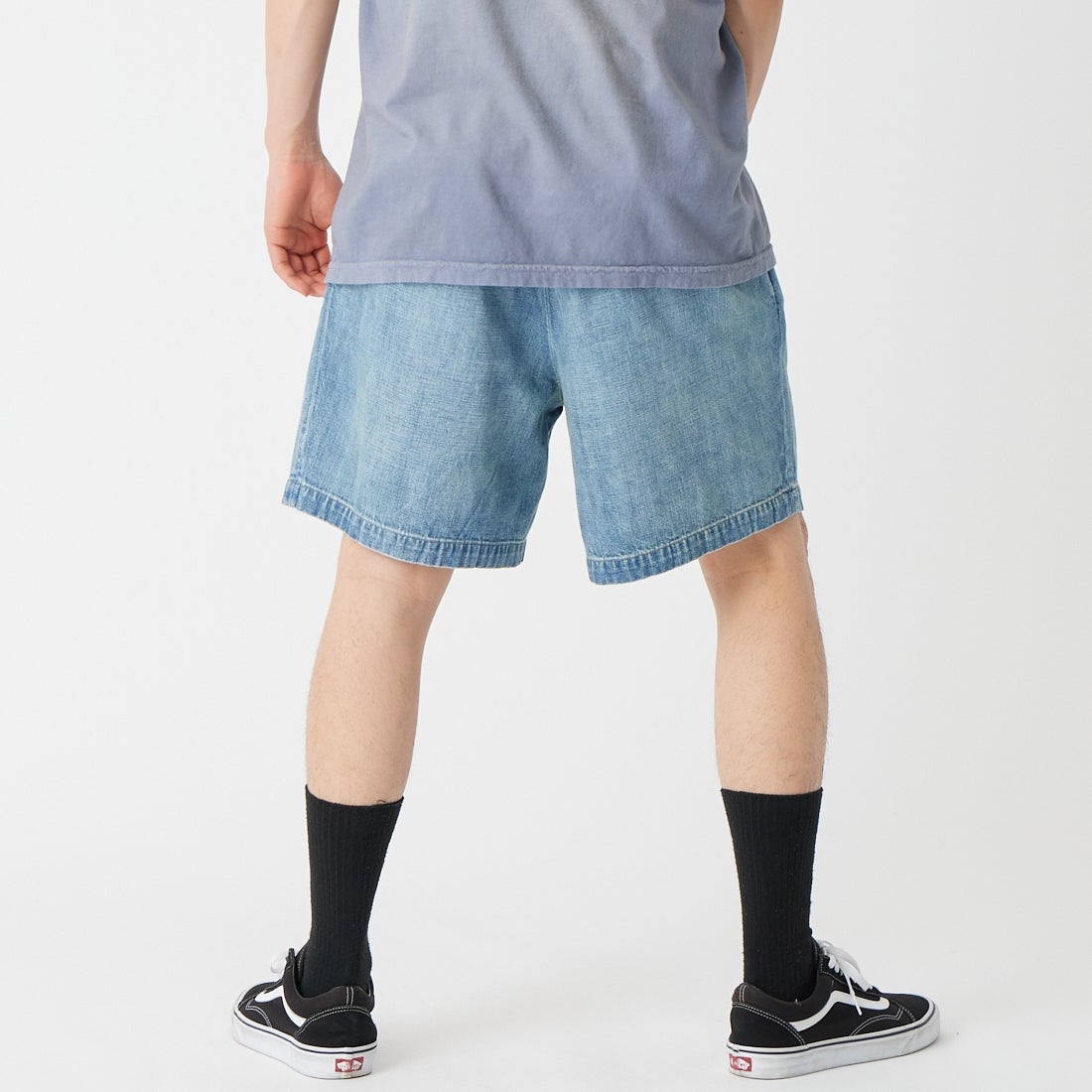 BOW WOW [バウワウ] US ARMY エイジドデニムショーツ [BW261-UADS] INDIGO &&モデル身長：177cm 着用サイズ：M&&