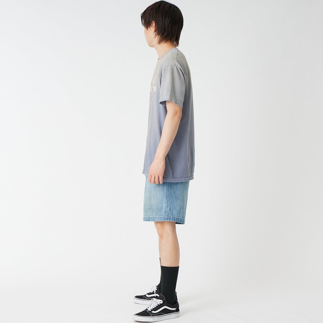 BOW WOW [バウワウ] US ARMY エイジドデニムショーツ [BW261-UADS] INDIGO &&モデル身長：177cm 着用サイズ：M&&