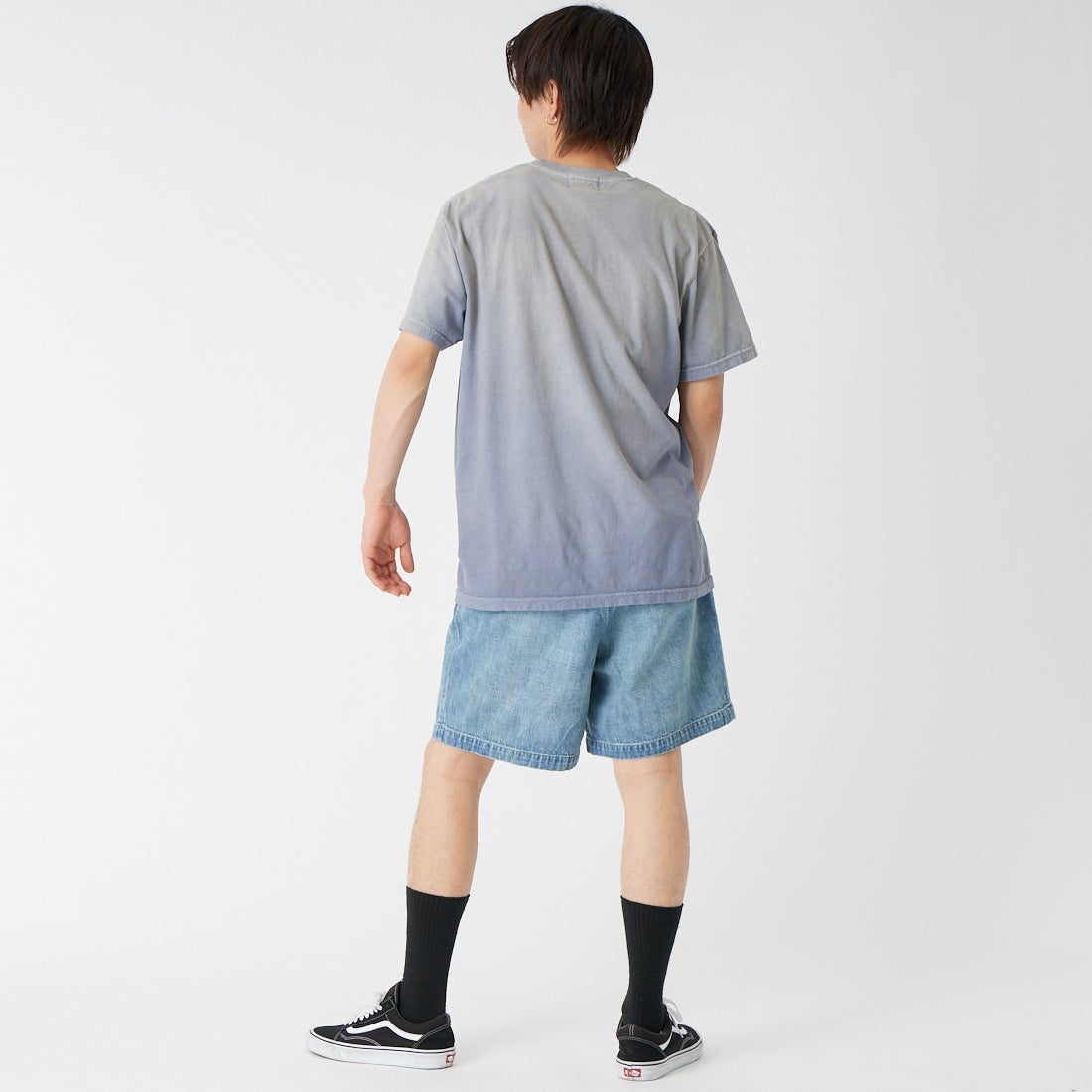 BOW WOW [バウワウ] US ARMY エイジドデニムショーツ [BW261-UADS] INDIGO &&モデル身長：177cm 着用サイズ：M&&
