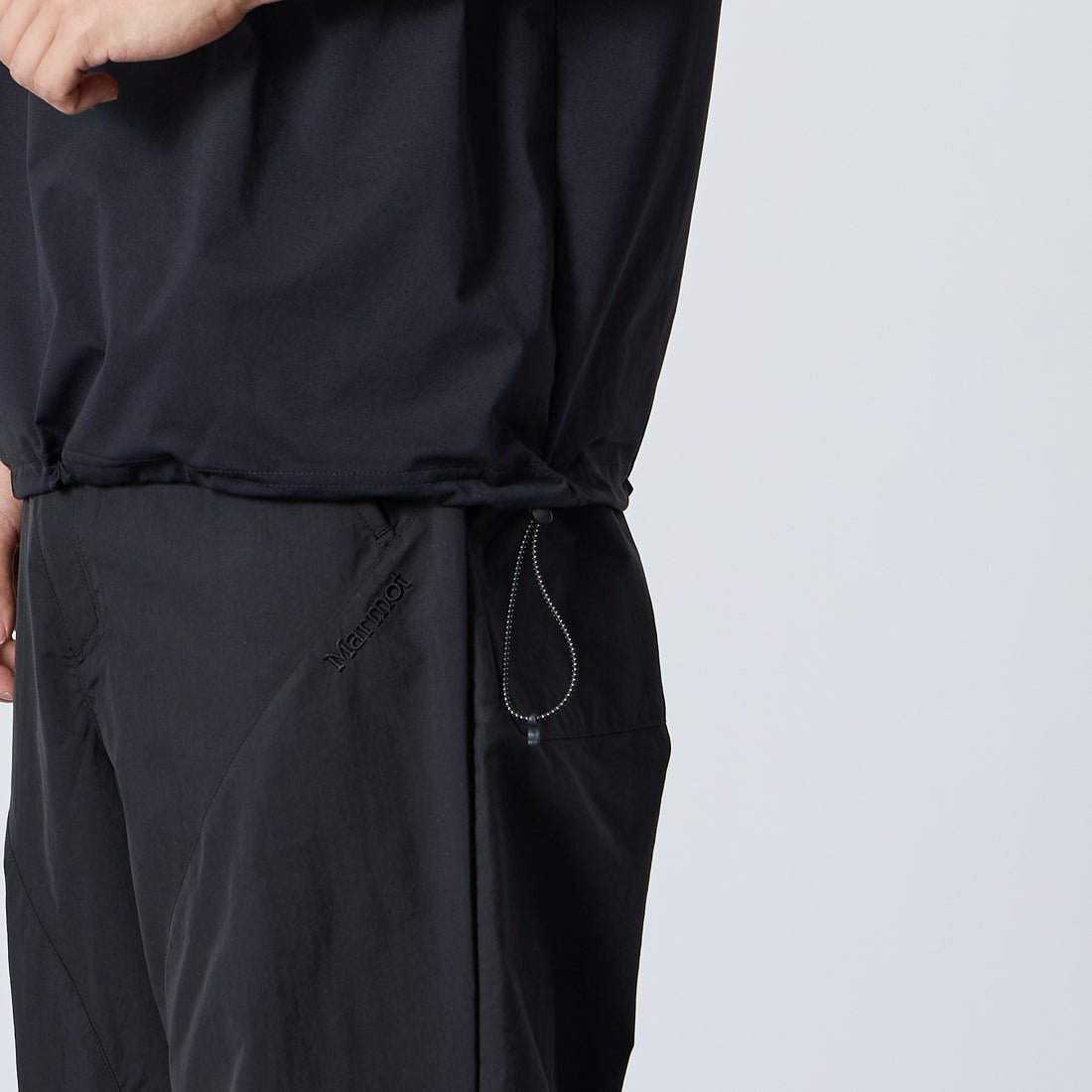 MANHATTAN PORTAGE [マンハッタンポーテージ] ﾒｯｼｭ切替ｸﾙｰﾈｯｸTｼｬﾂ [26SSMP-IN80-JF] BLACK &&モデル身長：179cm 着用サイズ：L&&