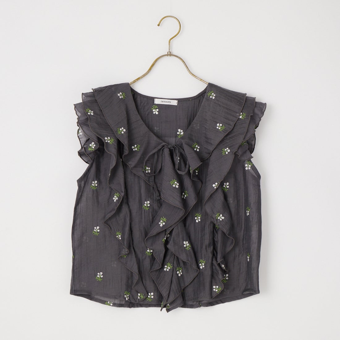 nenom [ネノム] 花柄刺繍 フリルシャツブラウス [NE26322003] 08 CHARCOA