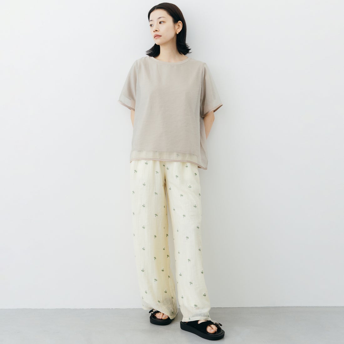 nenom [ネノム] 花柄刺繍 ワイドパンツ [NE26312020] 02 OFF