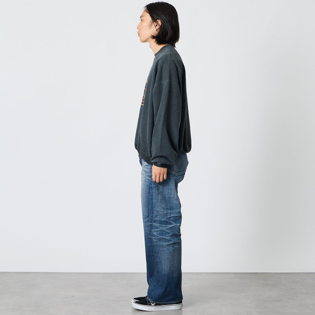 GOLD [ゴールド] 11.5oz 5ポケットワイドデニムパンツ [GL42621H] 128 NAVY &&モデル身長：175cm 着用サイズ：M&&