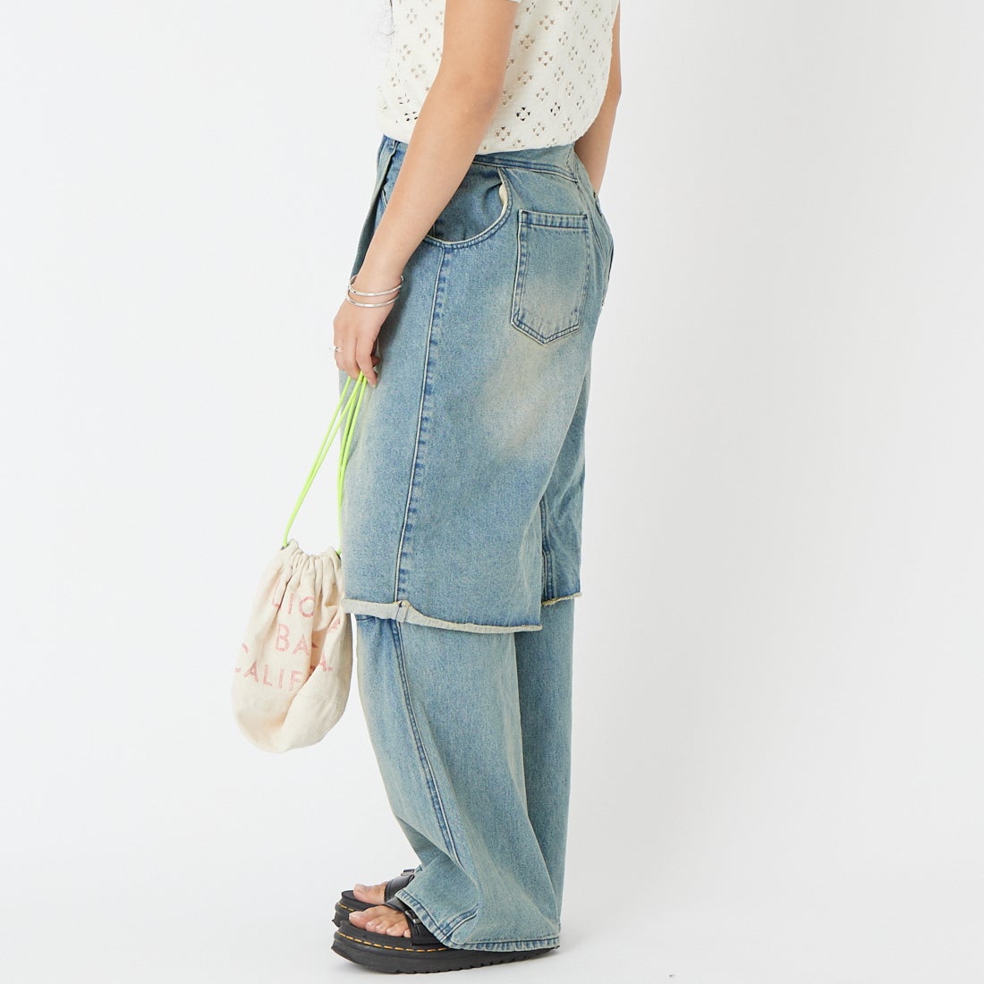 MAISON SPECIAL [メゾンスペシャル] レイヤードデニムパンツ [21261465817] BLU &&モデル身長：162cm 着用サイズ：36&&