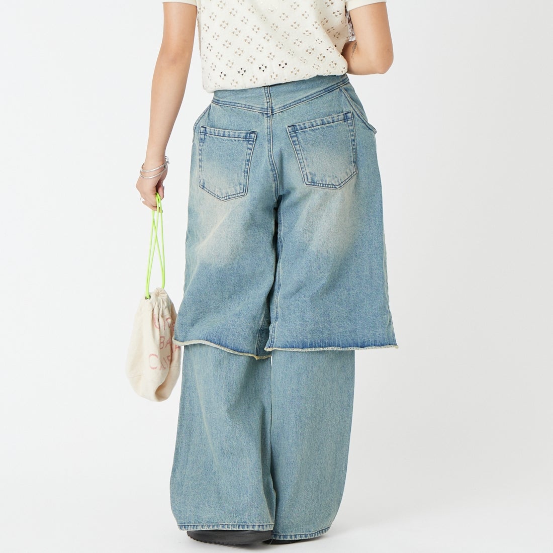 MAISON SPECIAL [メゾンスペシャル] レイヤードデニムパンツ [21261465817] BLU &&モデル身長：162cm 着用サイズ：36&&