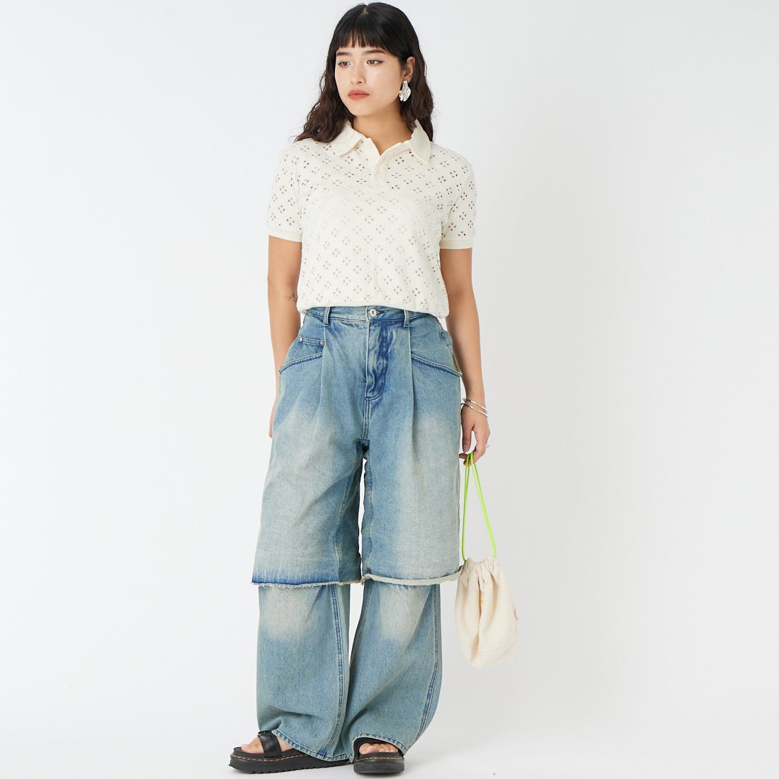MAISON SPECIAL [メゾンスペシャル] レイヤードデニムパンツ [21261465817] BLU &&モデル身長：162cm 着用サイズ：36&&