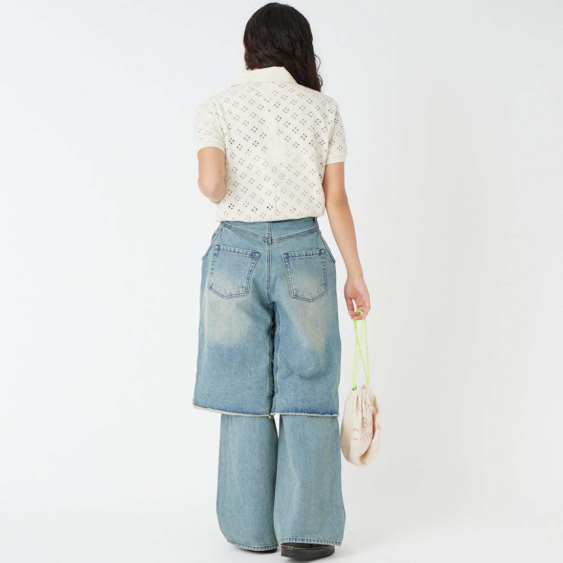 MAISON SPECIAL [メゾンスペシャル] レイヤードデニムパンツ [21261465817] BLU &&モデル身長：162cm 着用サイズ：36&&