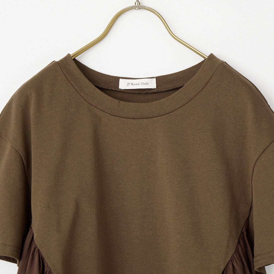 Jf Ready Made [ジェイエフレディメイド] 布帛ドッキングバックギャザーTシャツ [8866362-01] 62 ﾌﾞﾗｳﾝ