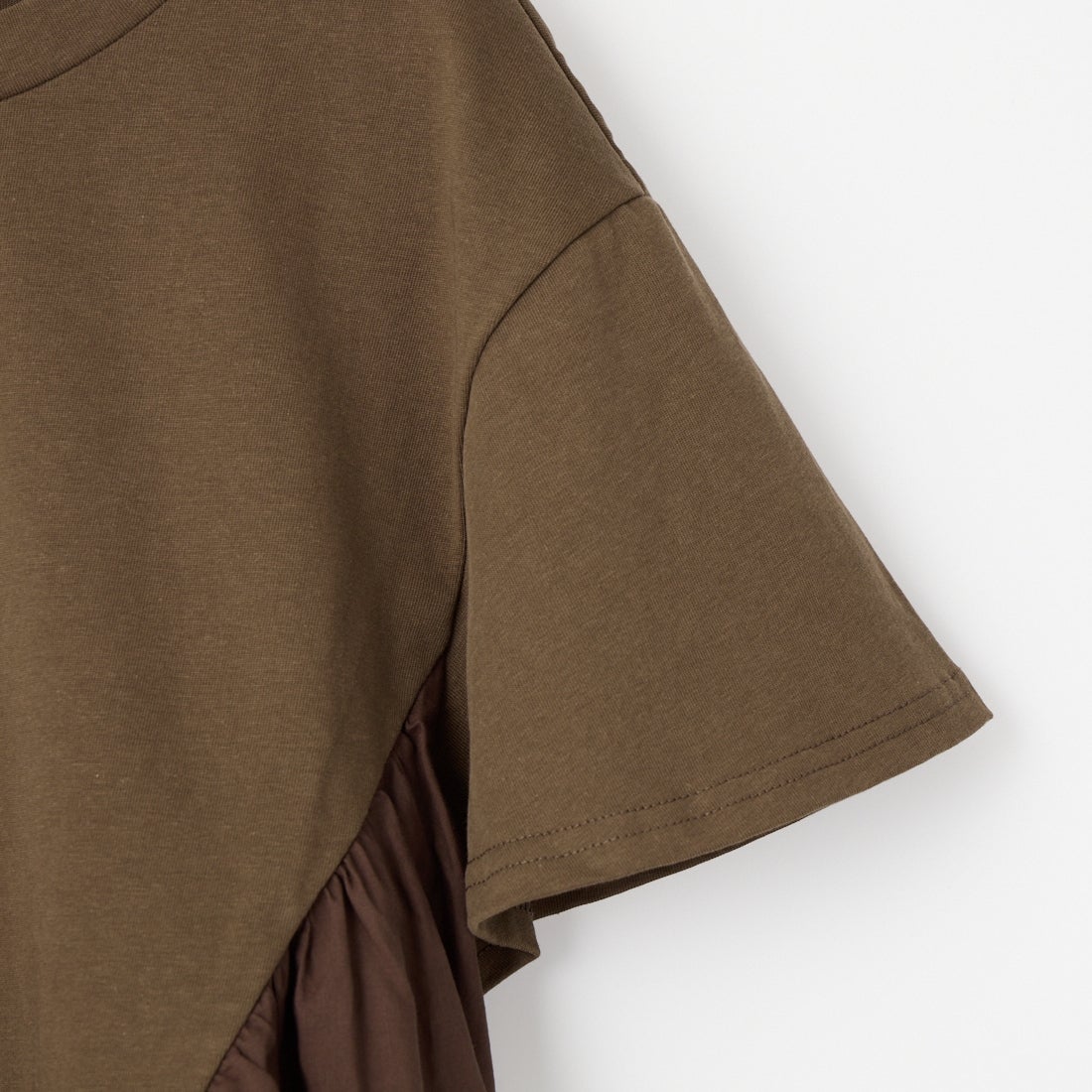 Jf Ready Made [ジェイエフレディメイド] 布帛ドッキングバックギャザーTシャツ [8866362-01] 62 ﾌﾞﾗｳﾝ