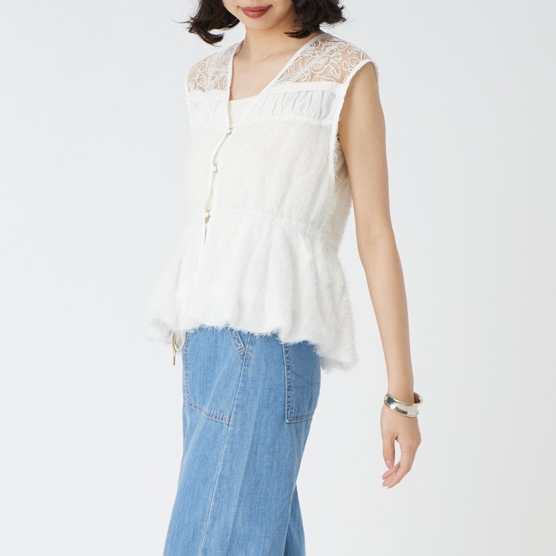 01 ﾎﾜｲﾄ&&モデル身長：162cm 着用サイズ：F&&