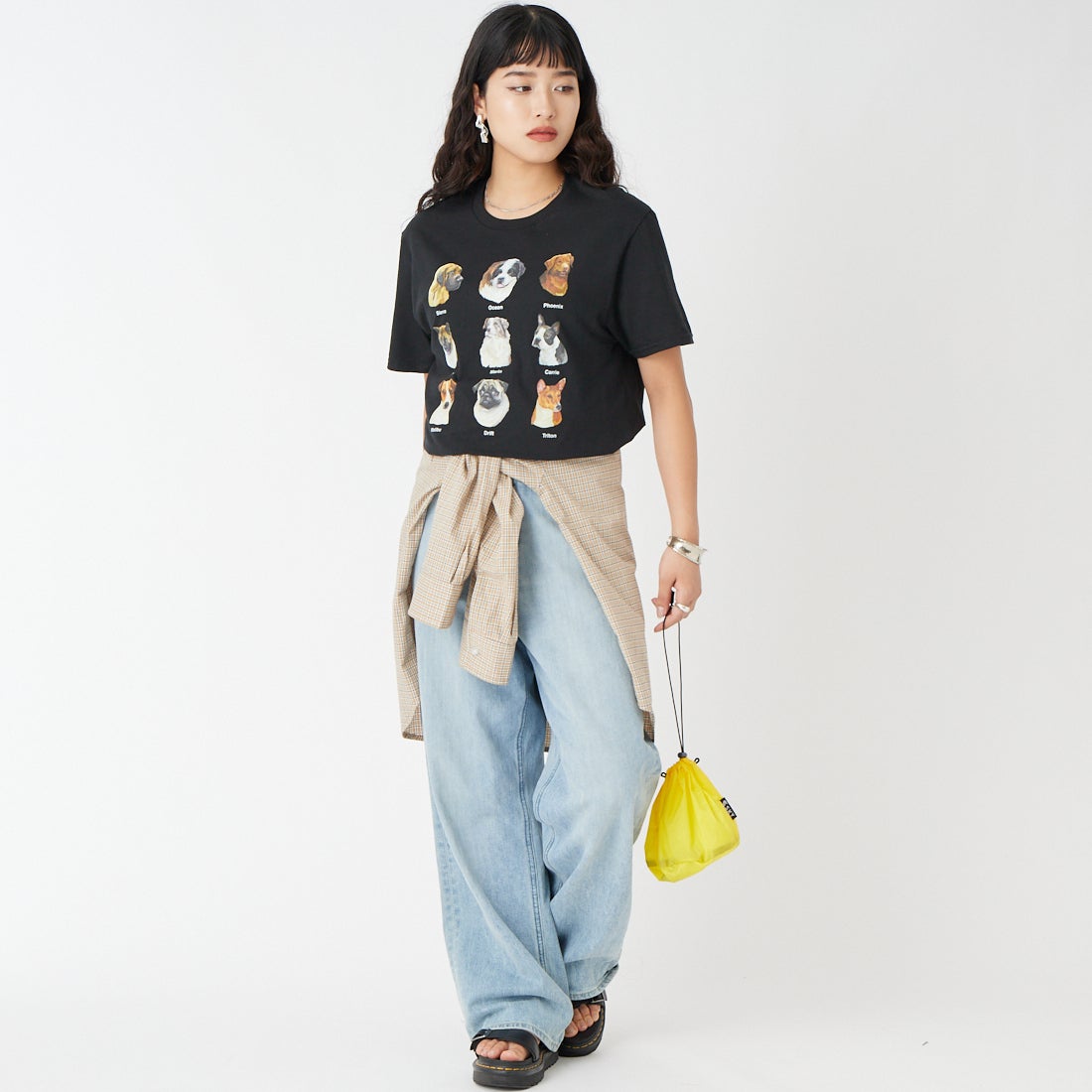 JERZEES [ジャージーズ] 9DOGS ショートスリーブTシャツ [JZ26S008] BLACK &&モデル身長：162cm 着用サイズ：M&&