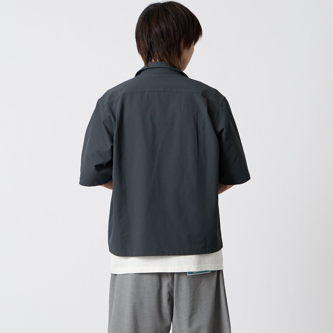 Noir Fabrik [ヌワールファブリック] DRYSCAPE オープンカラーシャツ [NF-262-024] CHARCOAL &&モデル身長：177cm 着用サイズ：M&&