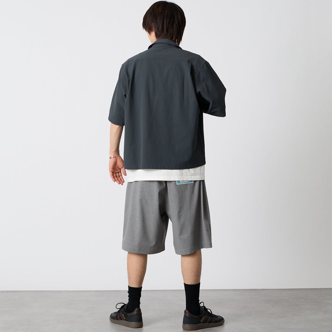 Noir Fabrik [ヌワールファブリック] DRYSCAPE オープンカラーシャツ [NF-262-024] CHARCOAL &&モデル身長：177cm 着用サイズ：M&&