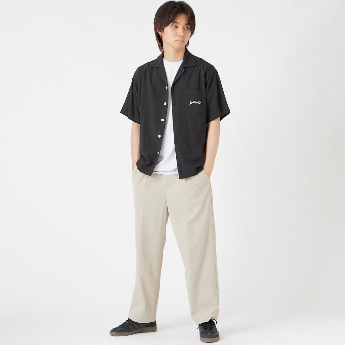 Noir Fabrik [ヌワールファブリック] DRYSCAPE バギーイージーパンツ [NF-262-026] BEIGE &&モデル身長：177cm 着用サイズ：S&&