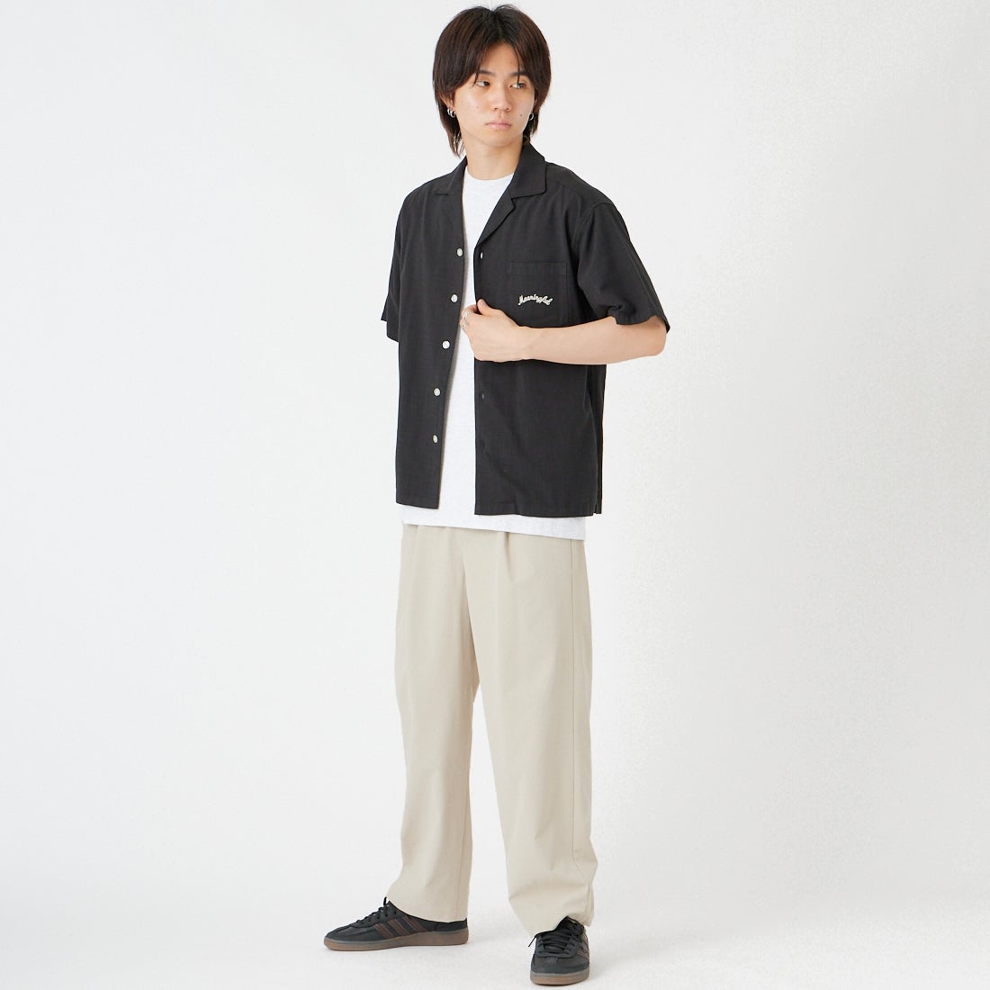 Noir Fabrik [ヌワールファブリック] DRYSCAPE バギーイージーパンツ [NF-262-026] BEIGE &&モデル身長：177cm 着用サイズ：S&&