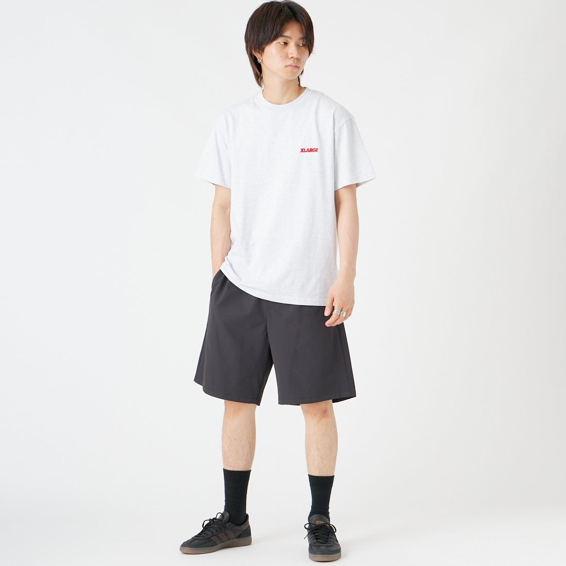 Noir Fabrik [ヌワールファブリック] DRYSCAPE ワイドショートパンツ [NF-262-025] CHARCOAL &&モデル身長：177cm 着用サイズ：M&&