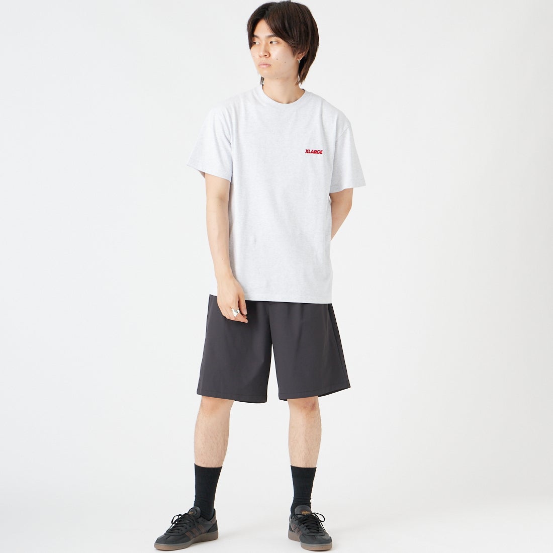 Noir Fabrik [ヌワールファブリック] DRYSCAPE ワイドショートパンツ [NF-262-025] CHARCOAL &&モデル身長：177cm 着用サイズ：M&&