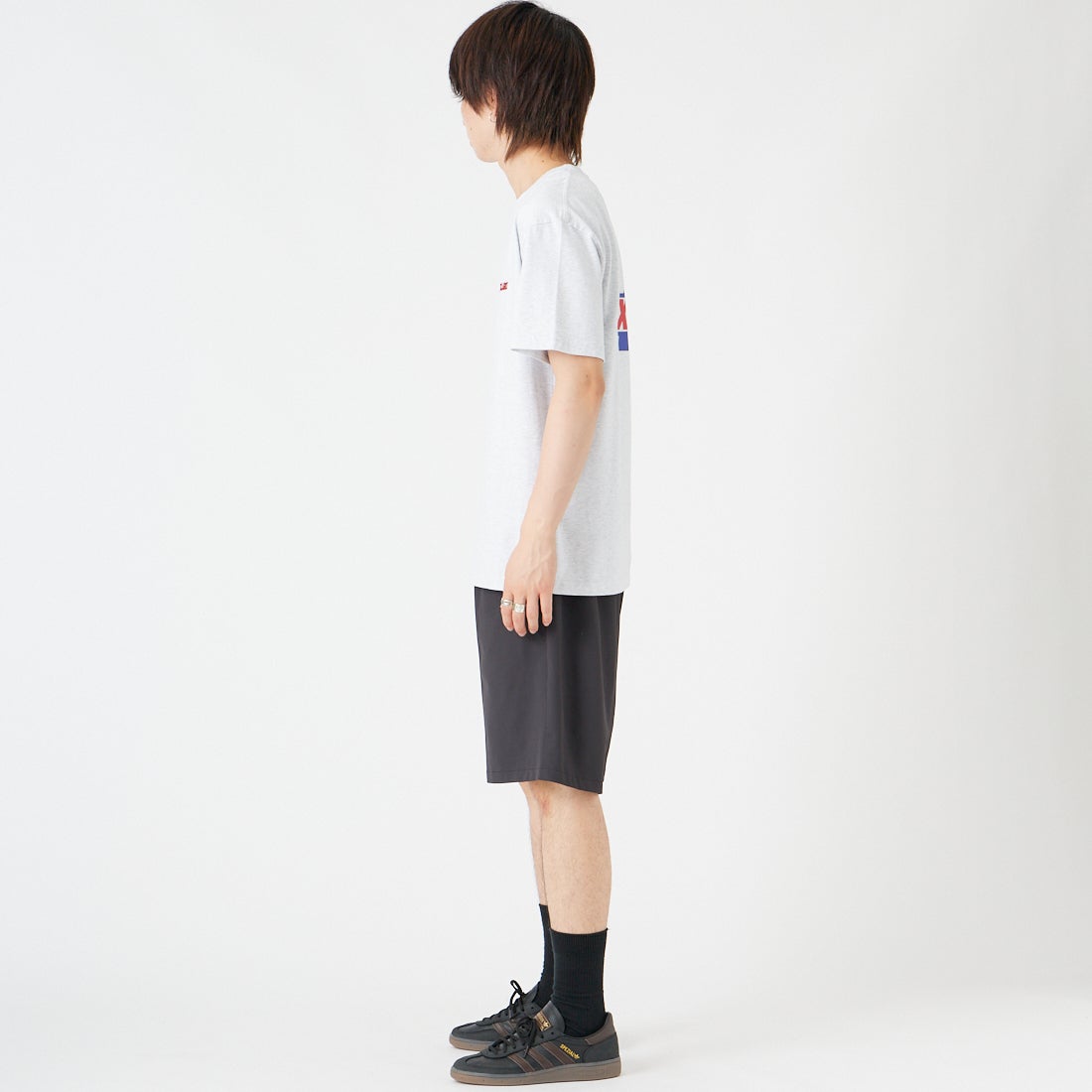 Noir Fabrik [ヌワールファブリック] DRYSCAPE ワイドショートパンツ [NF-262-025] CHARCOAL &&モデル身長：177cm 着用サイズ：M&&
