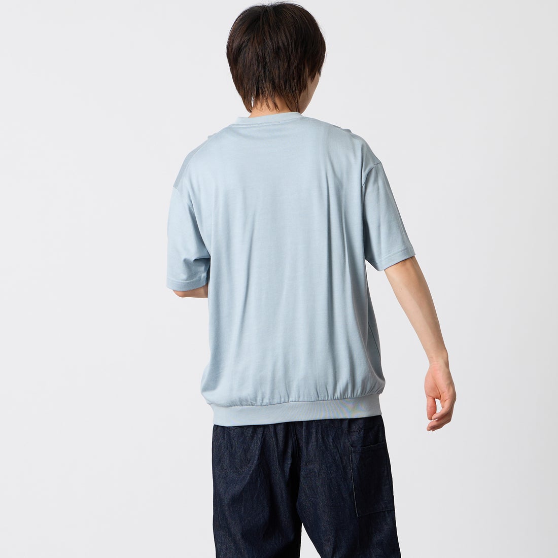 Noir Fabrik [ヌワールファブリック] 天竺クルーネックTシャツ [NF-262-050] P.BLUE &&モデル身長：177cm 着用サイズ：M&&