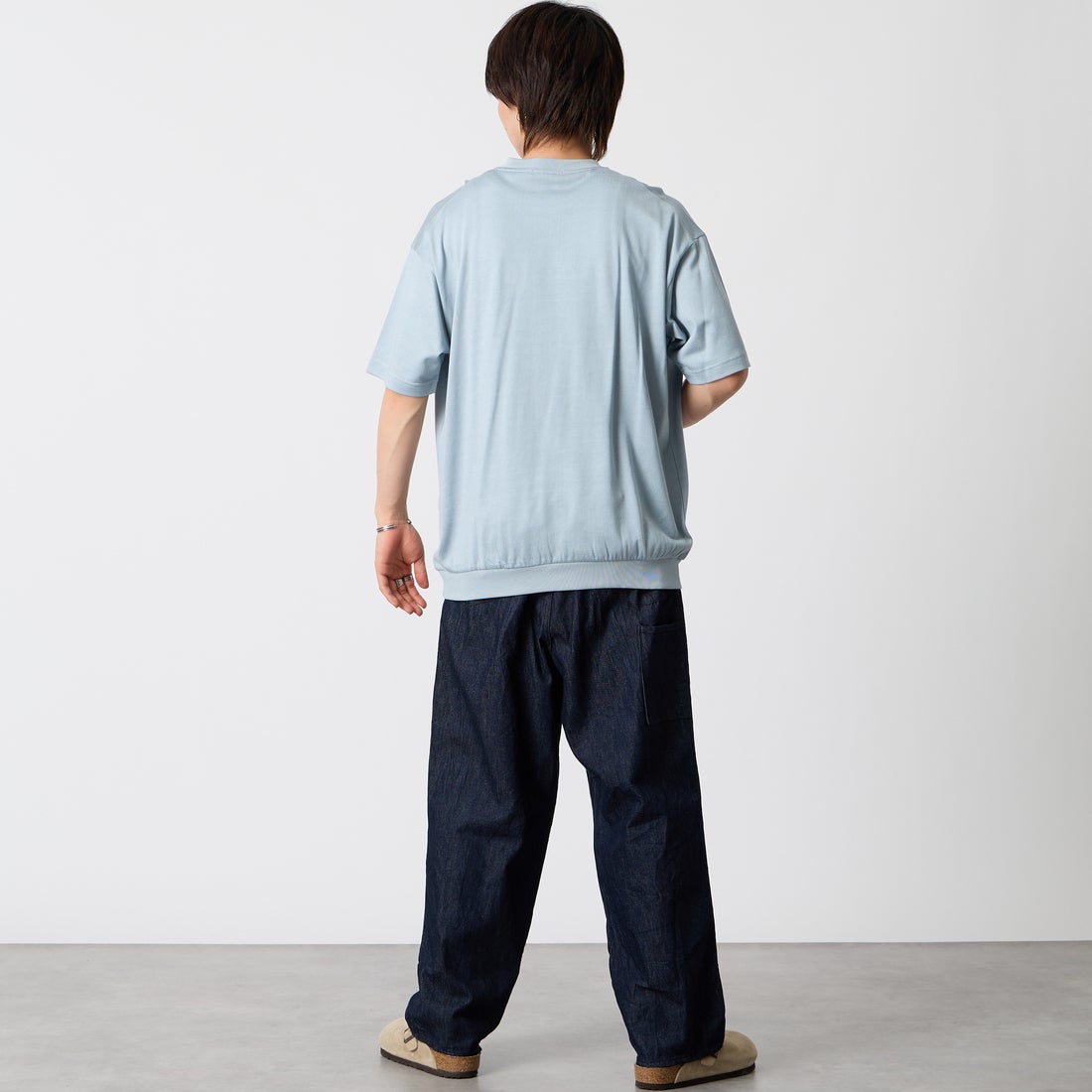 Noir Fabrik [ヌワールファブリック] 天竺クルーネックTシャツ [NF-262-050] P.BLUE &&モデル身長：177cm 着用サイズ：M&&