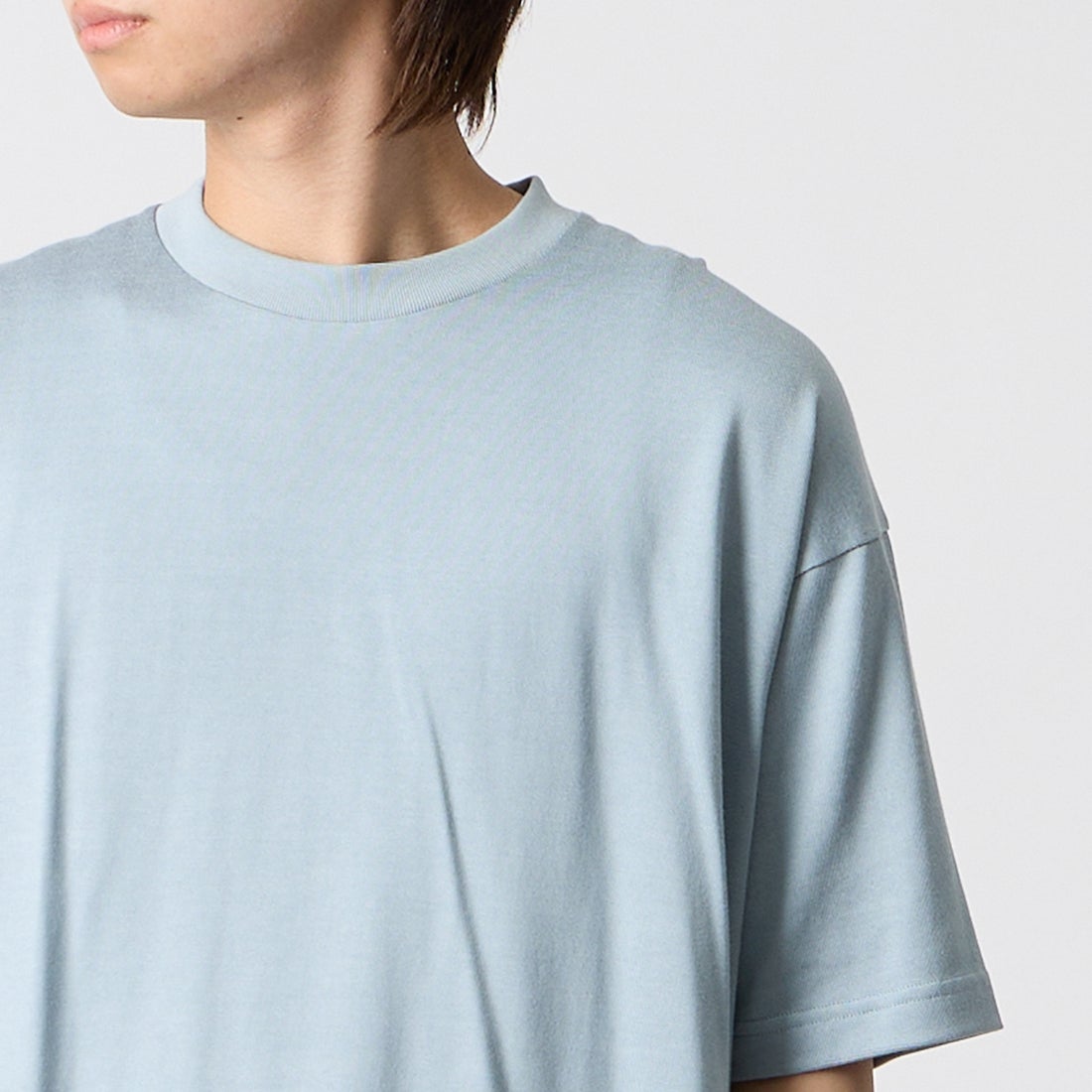 Noir Fabrik [ヌワールファブリック] 天竺クルーネックTシャツ [NF-262-050] P.BLUE &&モデル身長：177cm 着用サイズ：M&&